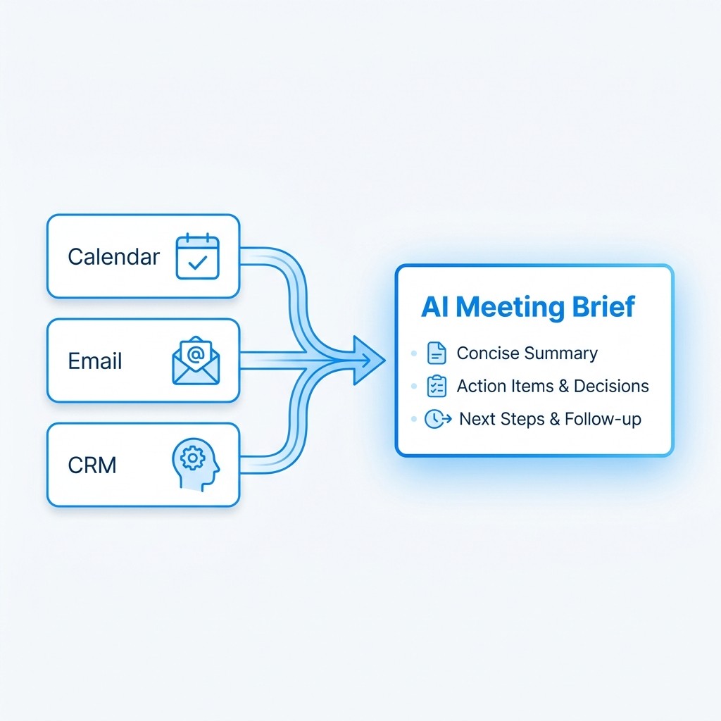 Context sources flowing into an AI meeting brief