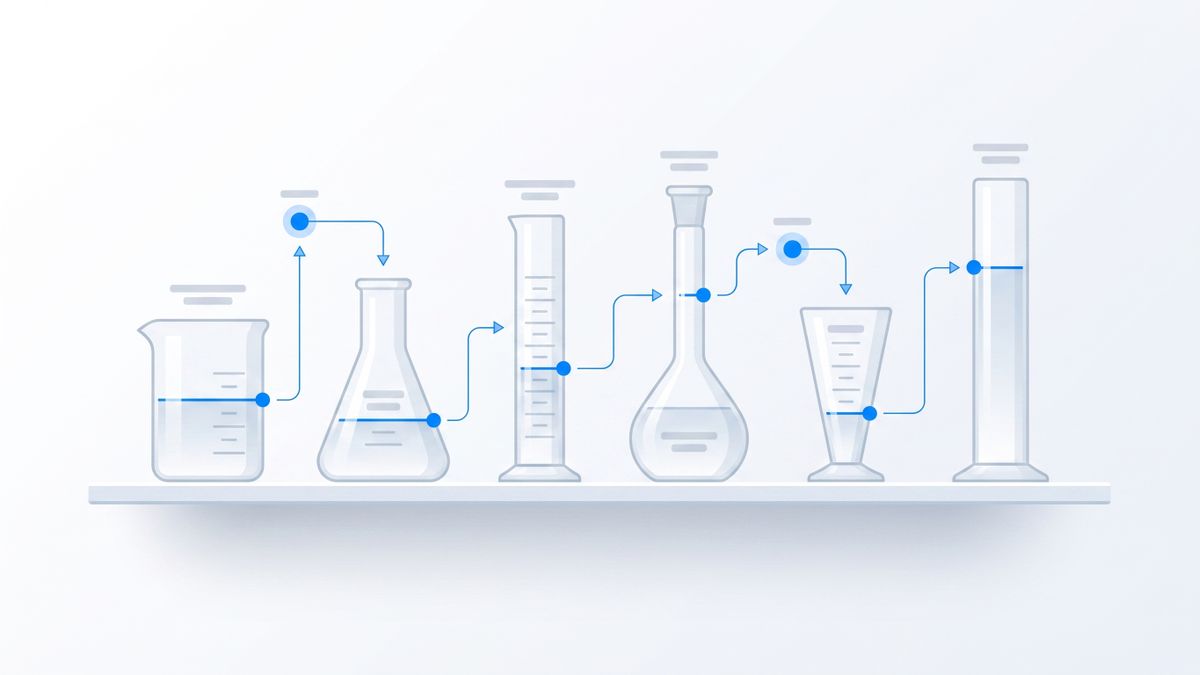 Six differently sized measuring vessels lined up on a shelf, arguing that each assistant measures your usage in a different unit